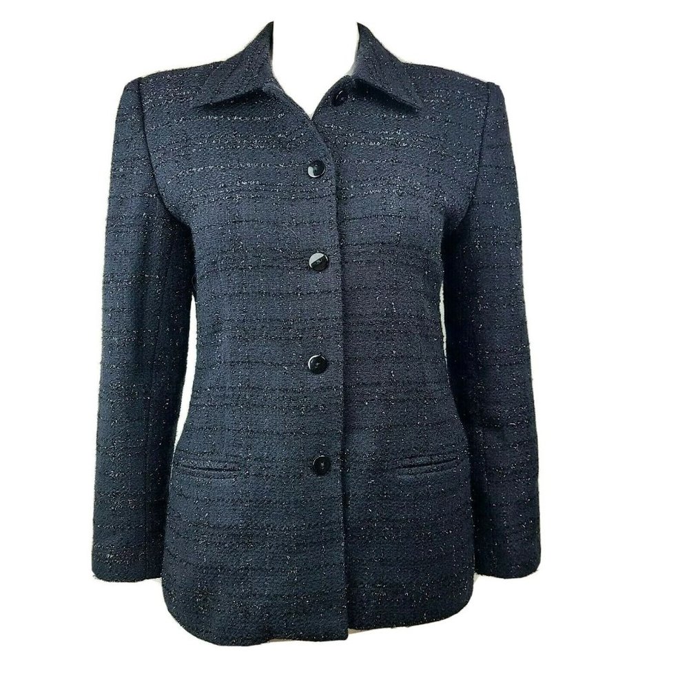 SAG HARBOR Black Glitter Tweed Jacket‎ Size 8P